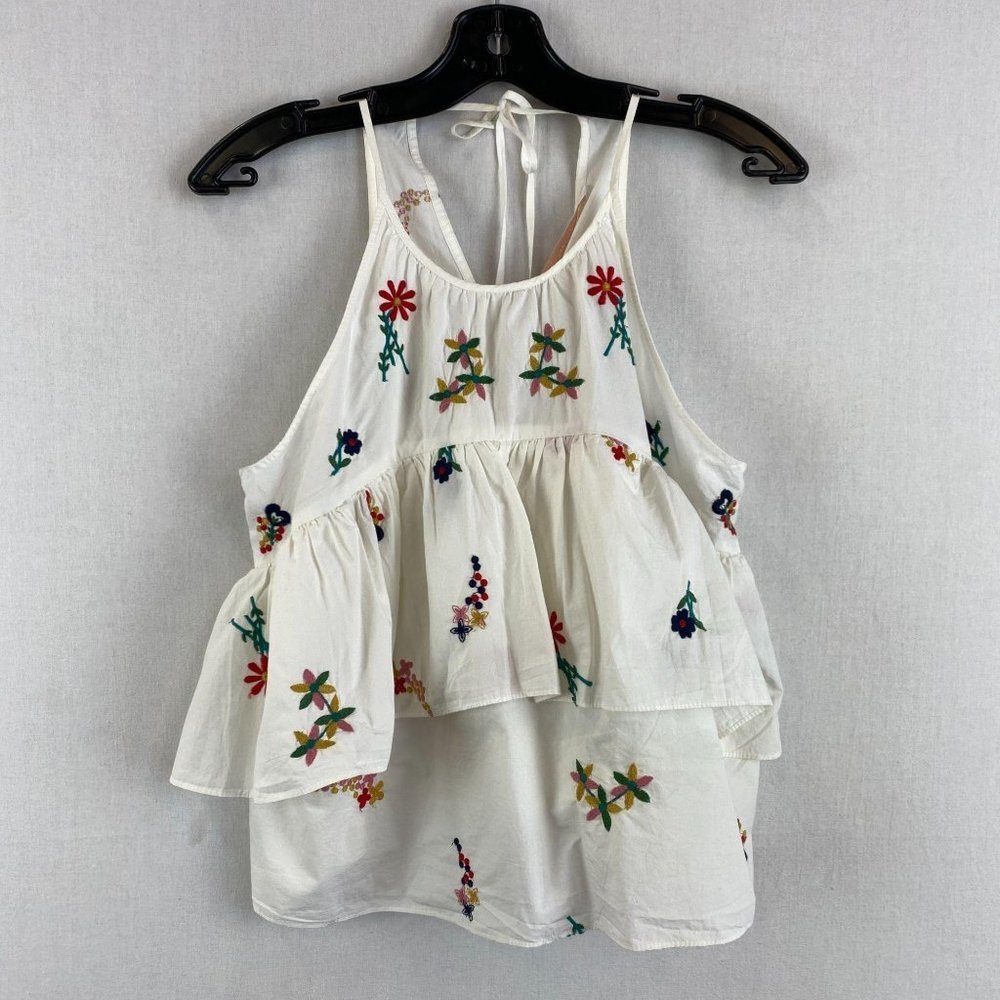 ZARA TRAFALUC White Embroidery Top NWT